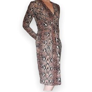 ZARA Dress. Animal Print Jersey Dress, black brown tan.